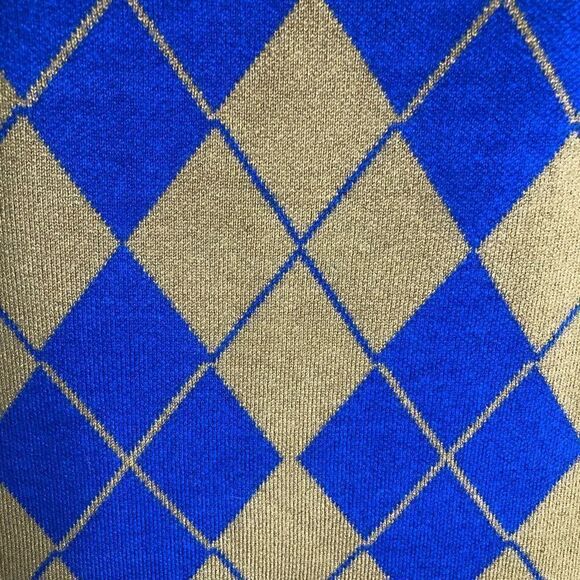 NWT Urban Outfitters Charlie Blue and Gold Argyle Racerback Mini Dress - Picture 6 of 14